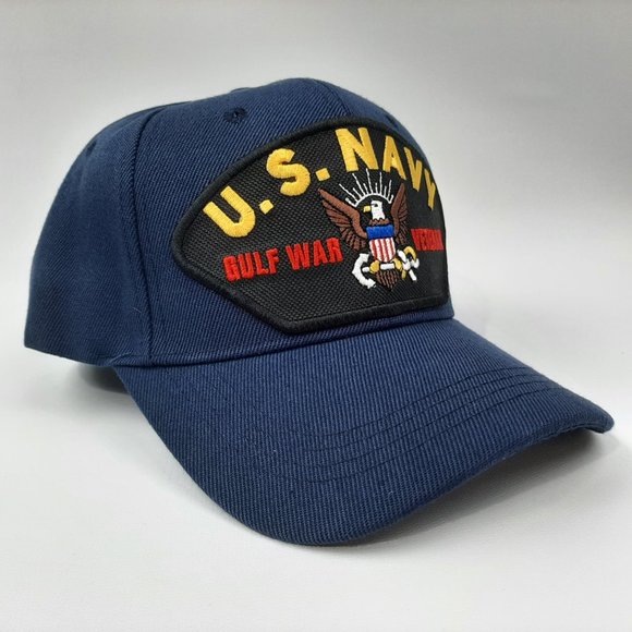 U.S. Navy Gulf War Veteran Mens Baseball Cap Hat Blue Embroidered Patch - Picture 3 of 4